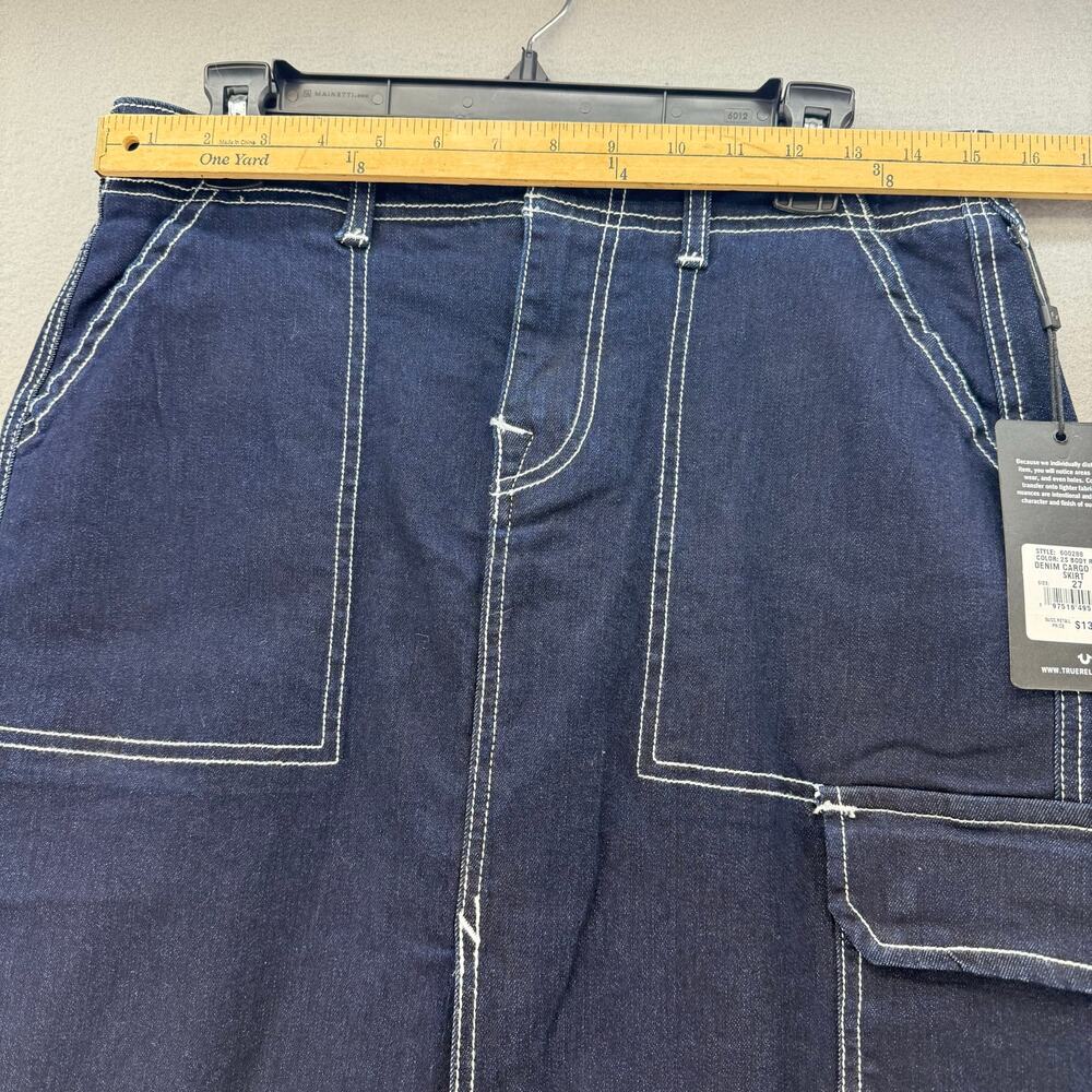 True Religion Denim Cargo Maxi Skirt Women's 27 (4) Dark Blue Preppy Utility Y2K - Picture 9 of 13
